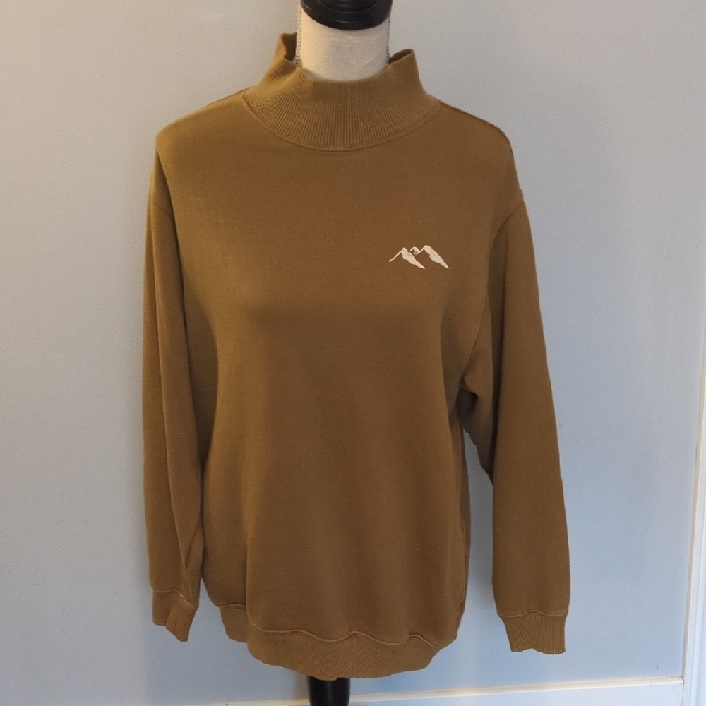 Aerie Mountain Season Brown Mock Neck Pullover Sweatshirt XS